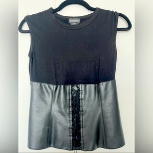 Bebe brand 
Very sexy top  in two different materials 
Leather and cotton